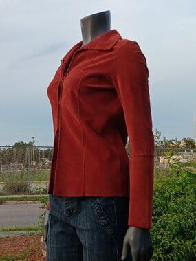 WET SEAL LADIES VINTAGE GENUINE SUEDE-LEATHER LUX JACKET (HOOK & LOOP) CLOSURE